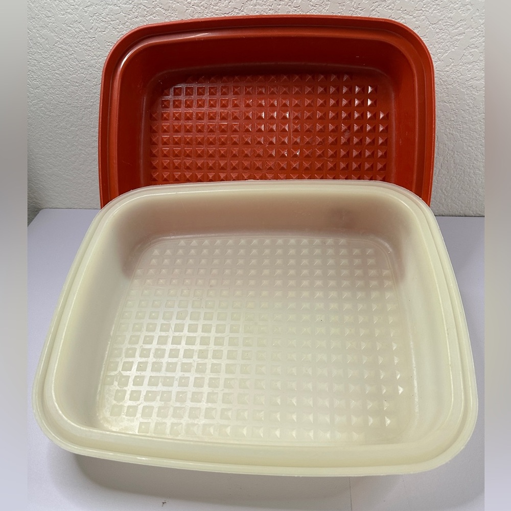 Vintage Tupperware Large Marinate Tenderize Container 1295-2 1294-5 Paprika‎